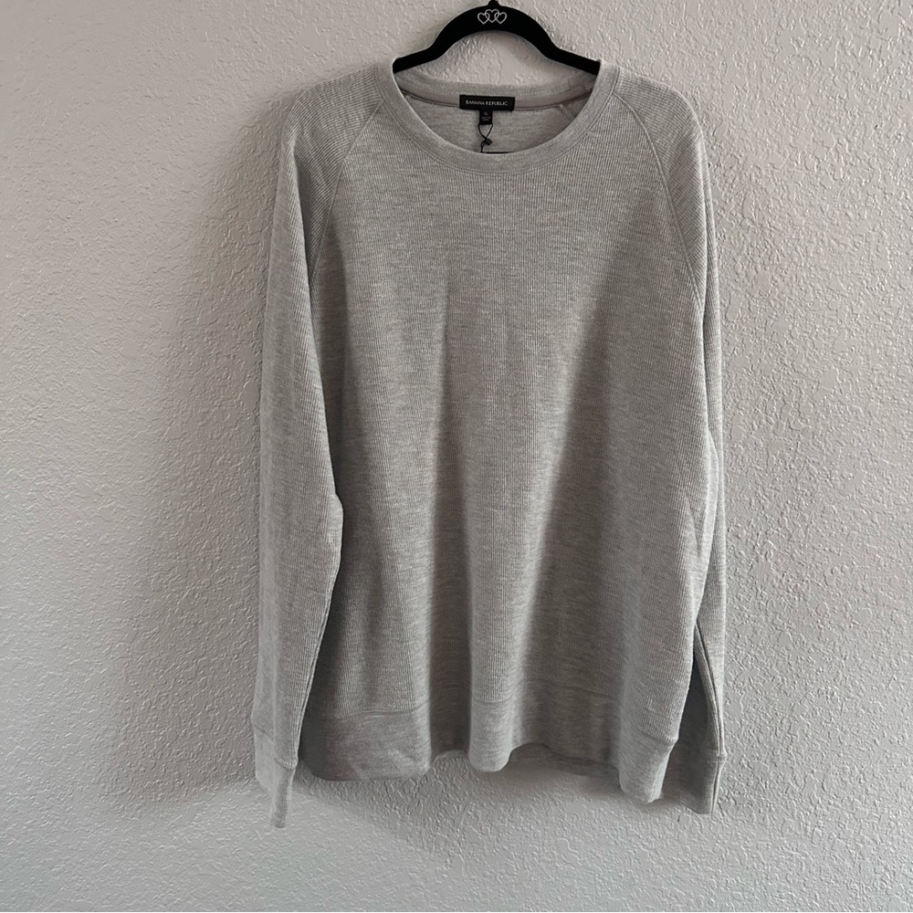 Men’s Banana Republic Gray Waffle Knit Crewneck Sweatshirt XL NWT